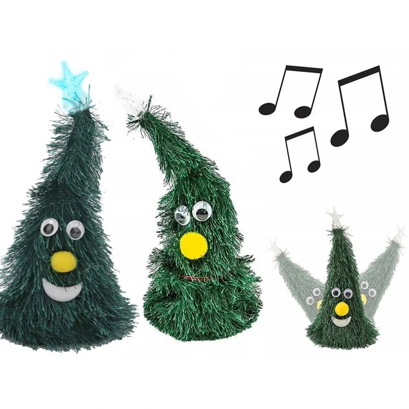 Tancujúci a hrajúci vianočný stromček s podvietením 17cm
