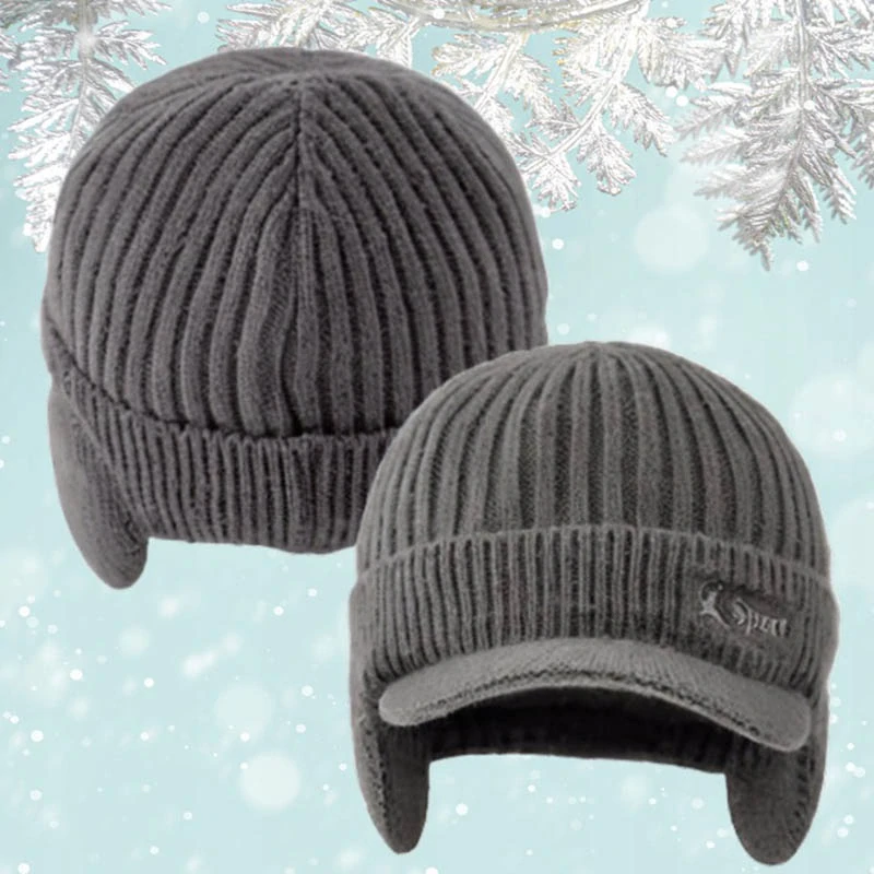 Teplá zimná športová čiapka so šiltom a klapkami na uši