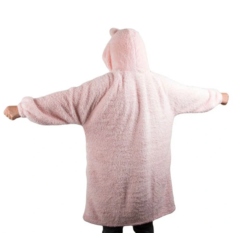 Teplá oversize mikina a deka 2v1 ružová