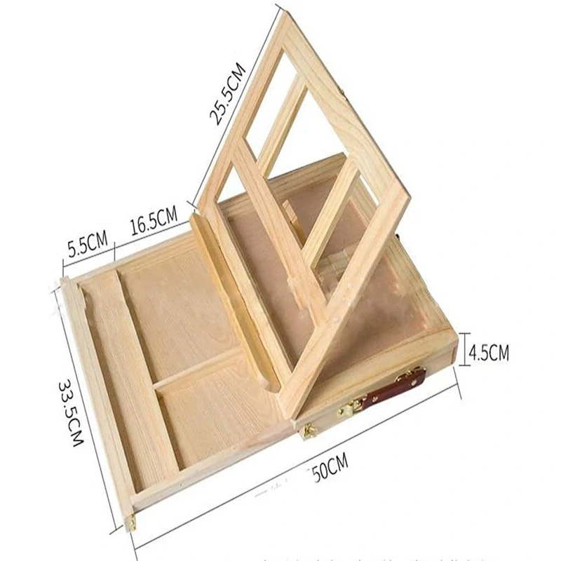 Drevený maliarsky stojan s úložnou zásuvkou