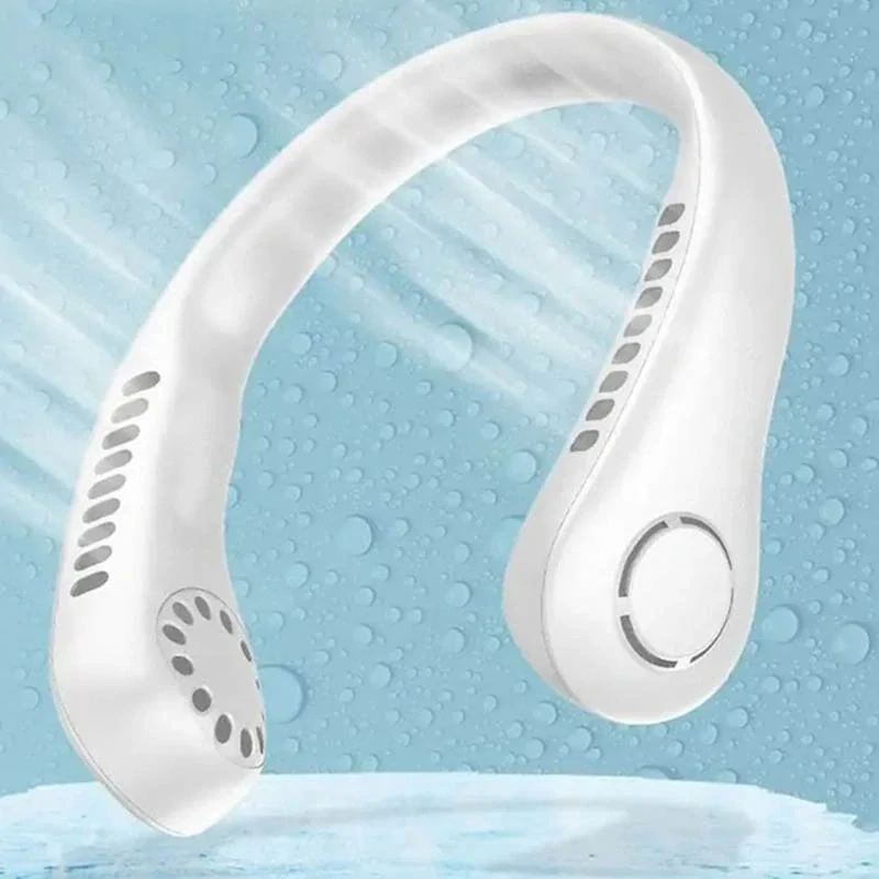 Prenosný ventilátor na krk biely