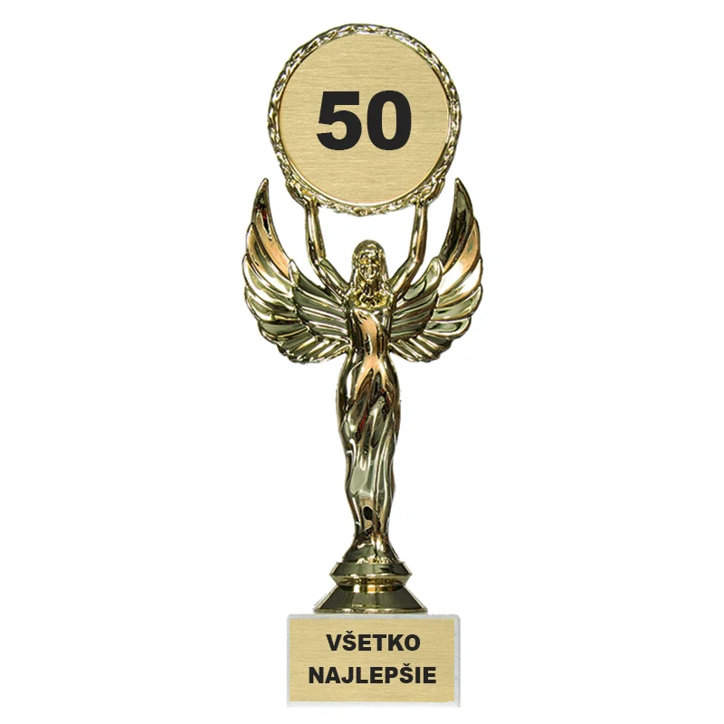 Victoria bronzová - Víťazná trofej na podstavci s vlastným textom 20 cm