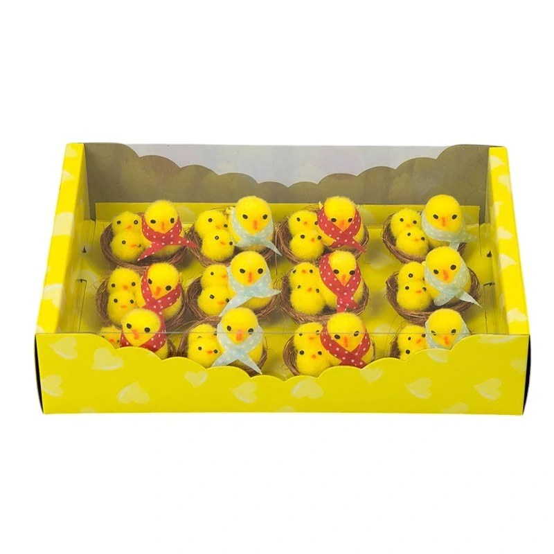 Veľkonočná dekoračné kuriatka v hniezde - 12ks