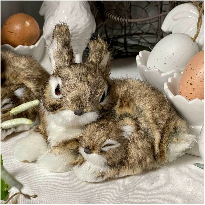 Veľkonočné kožušinové zajačiky 15 x 11cm - sivé