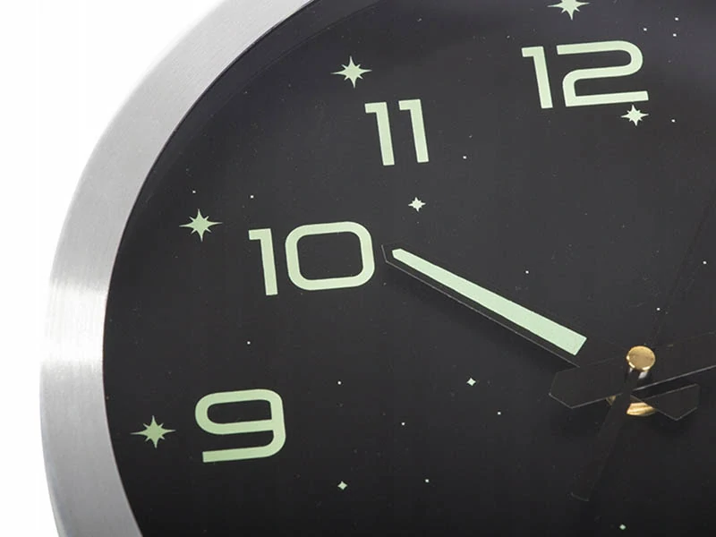 Fluorescenčné nástenné hodiny s tichým chodom 25cm