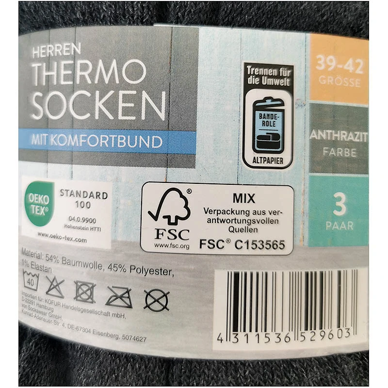 Spirit of colours - Termo ponožky s pohodlným lemovaním: 3 páry - antracitová sivá č.39-42