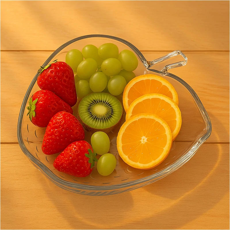 Jahoda - Sklenená miska v tvare jahody – 13 × 13 × 4,1 cm
