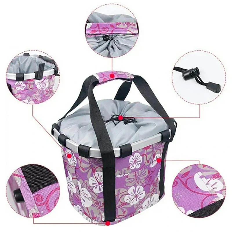 Predný kôš na bicykel kvietkovaný