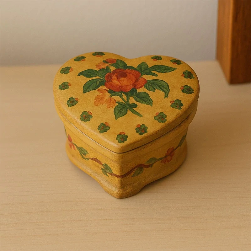 Keramická šperkovnica s ručne maľovaným motívom - 8 x 8 x 6 cm