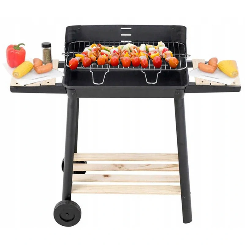 Záhradný gril na drevené uhlie s kolieskami