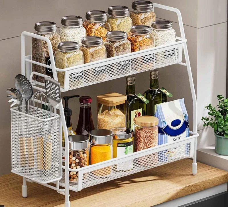 Kovový organizér do kuchyne a kúpeľne 32 x 36 x 17cm biely