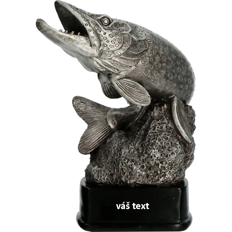 Šťuka - Víťazná trofej pre rybára na mramorovom podstavci s vlastným textom: 20 cm