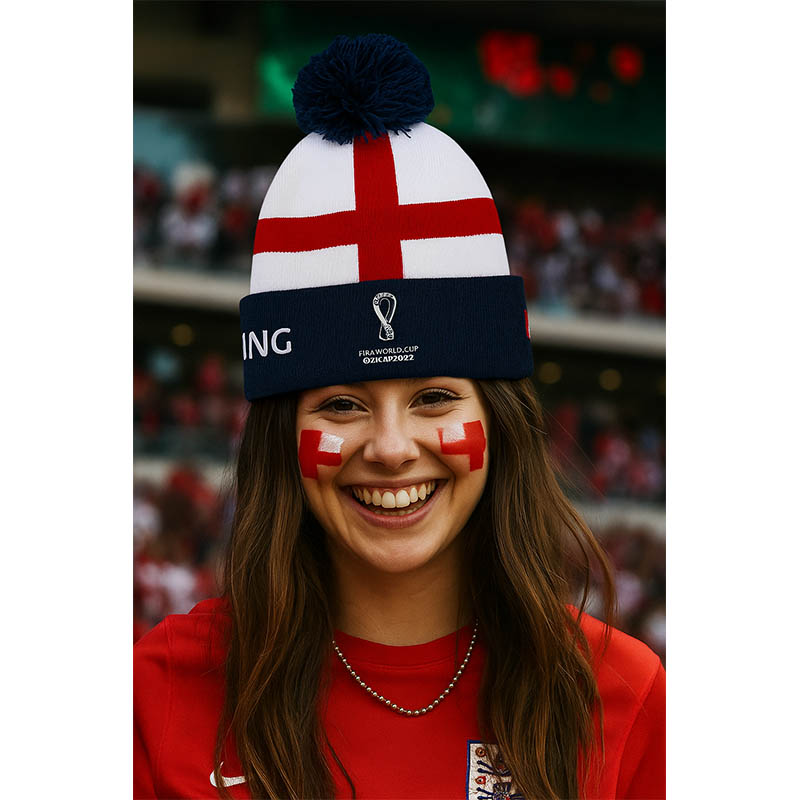 England - Fanúšikovská čiapka FIFA: Športový dizajn s vlajkou krajiny - unisex