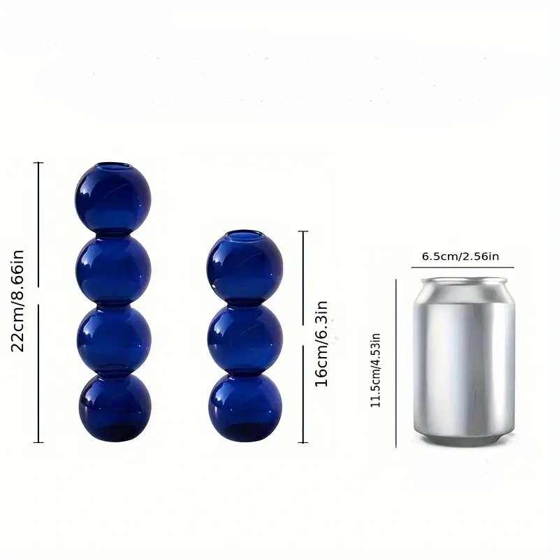 Sklenená dekoračná bublinková váza – modrá: 22,5 × 5 cm