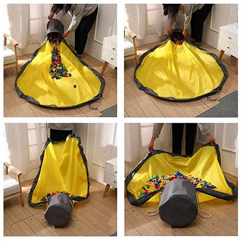 Kôš na hračky s podložkou na hranie sivý