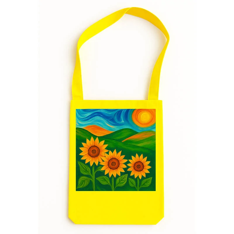 Taška na rameno z netkanej textílie žltá na maľovanie