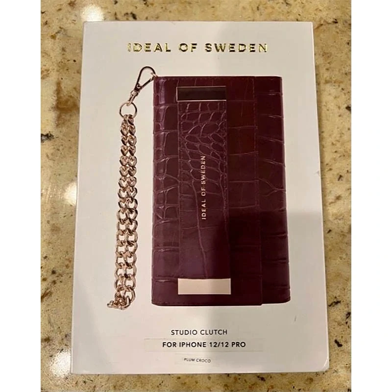 Kryt iDeal of Sweden Studio Clutch pre iPhone 12 / iPhone 12 Pro 6.1" – vínovo hnedý krokodílí dizajn