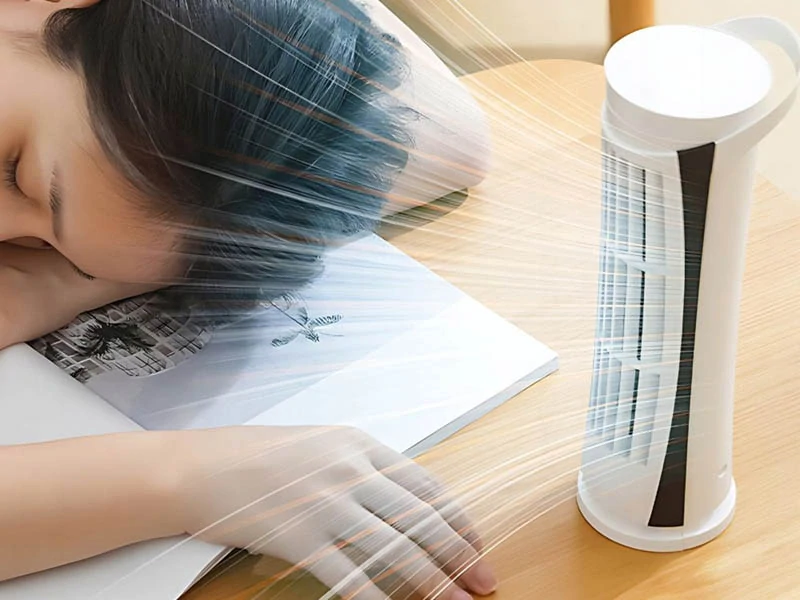 Mini stĺpikový ventilátor s LED lampou