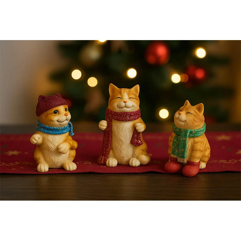 Vianočné figúrky mačiek – sada 3 ks (7×6×10 cm)