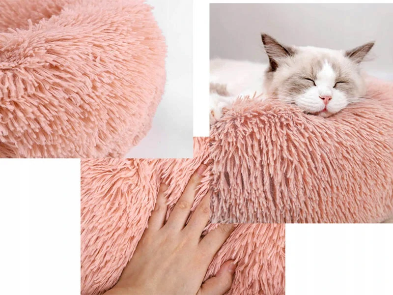 Plyšový pelech pre zviera okrúhly 80cm ružový