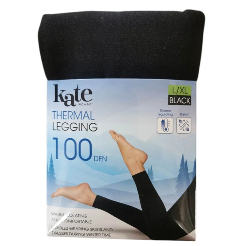 Dámske termo legíny bezšvové 100 DEN čierne L/XL