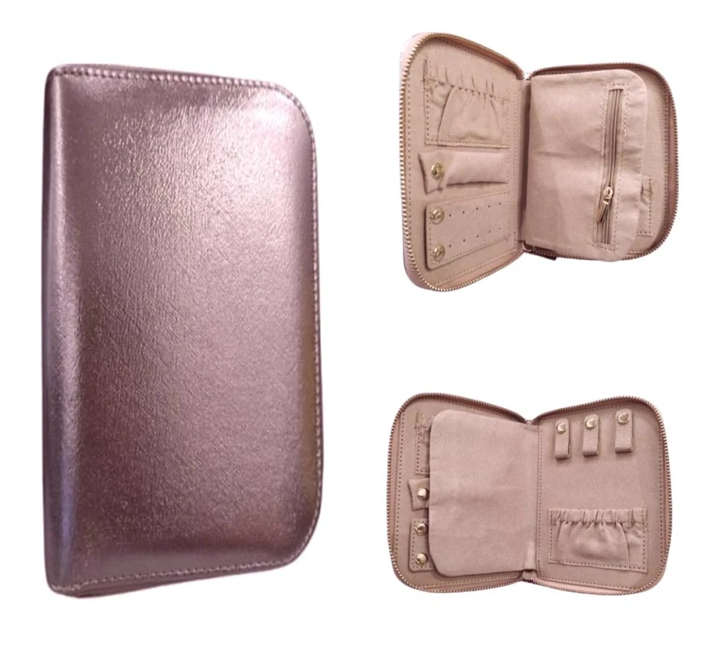 Elegantné puzdro na bižutériu so zipsom – ružové: 17 × 13 × 3 cm