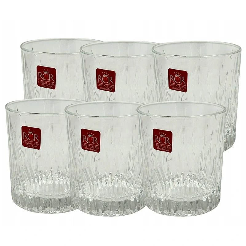 Poháre na whisky RCR Fire 6 ks – krištáľové poháre z luxusného skla Luxion®, 2,4 dcl