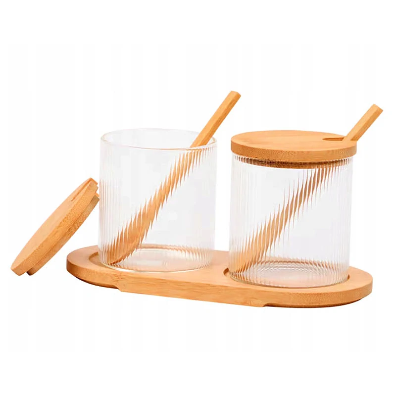 Servírovacia sada z bambusu a skla – 7-dielna elegantná súprava do kuchyne
