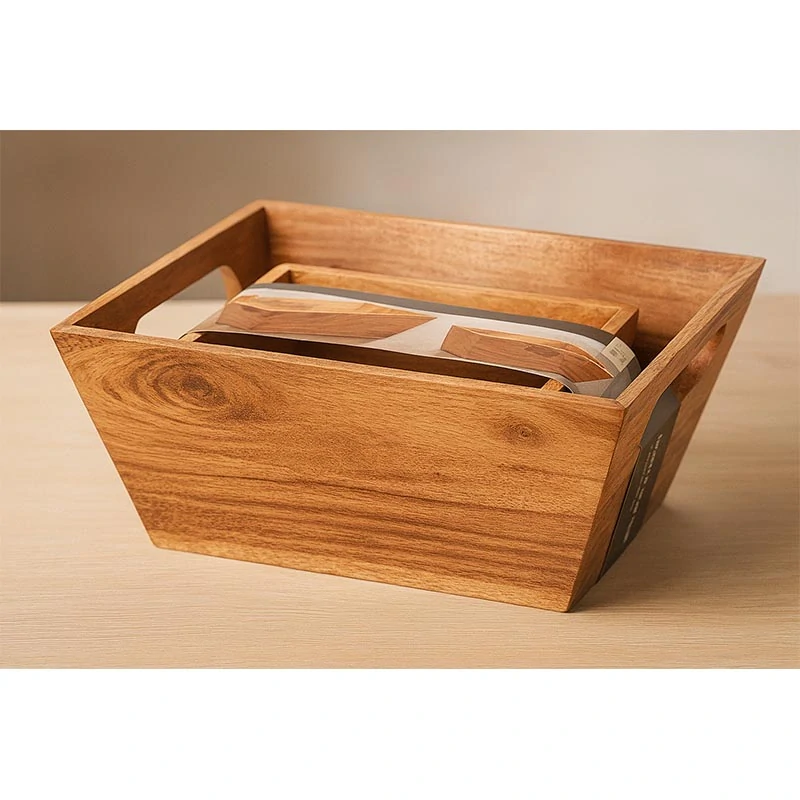 Nádoby z akáciového dreva – sada 2 kusov