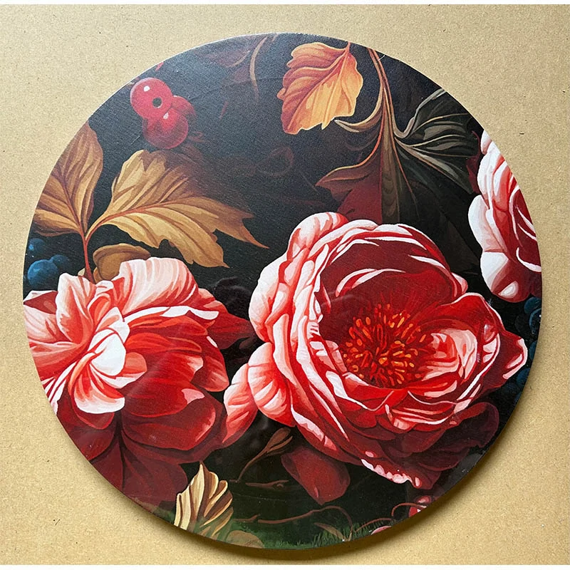Okrúhly obraz s kvetinovým motívom – priemer 38 cm
