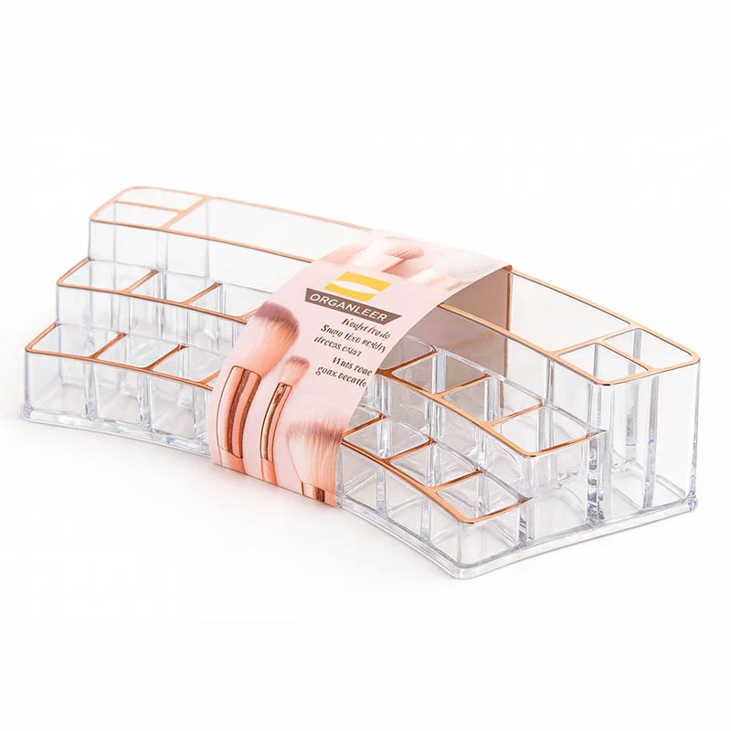 Organizér na kozmetiku so zlatými okrajmi 29 × 6 cm, 20 otvorov