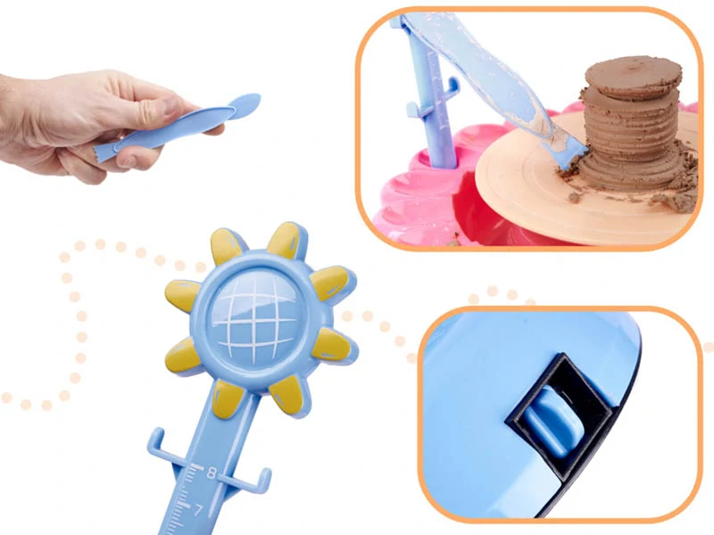 Detský hrnčiarsky kruh - Kreatívny set s hlinou a farbami 600 g