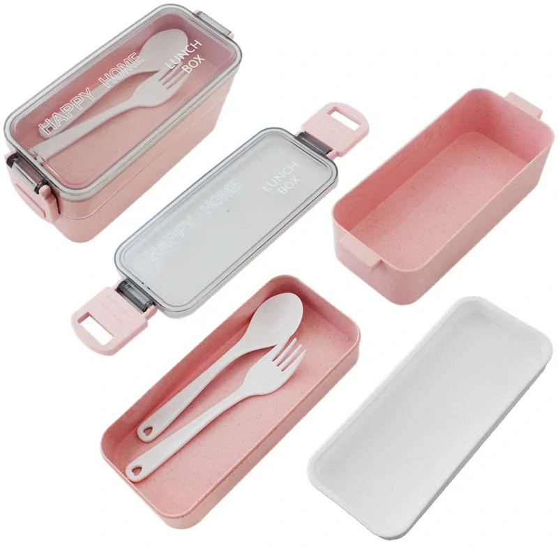 Obedár Lunchbox ružový 750 ml s príborom