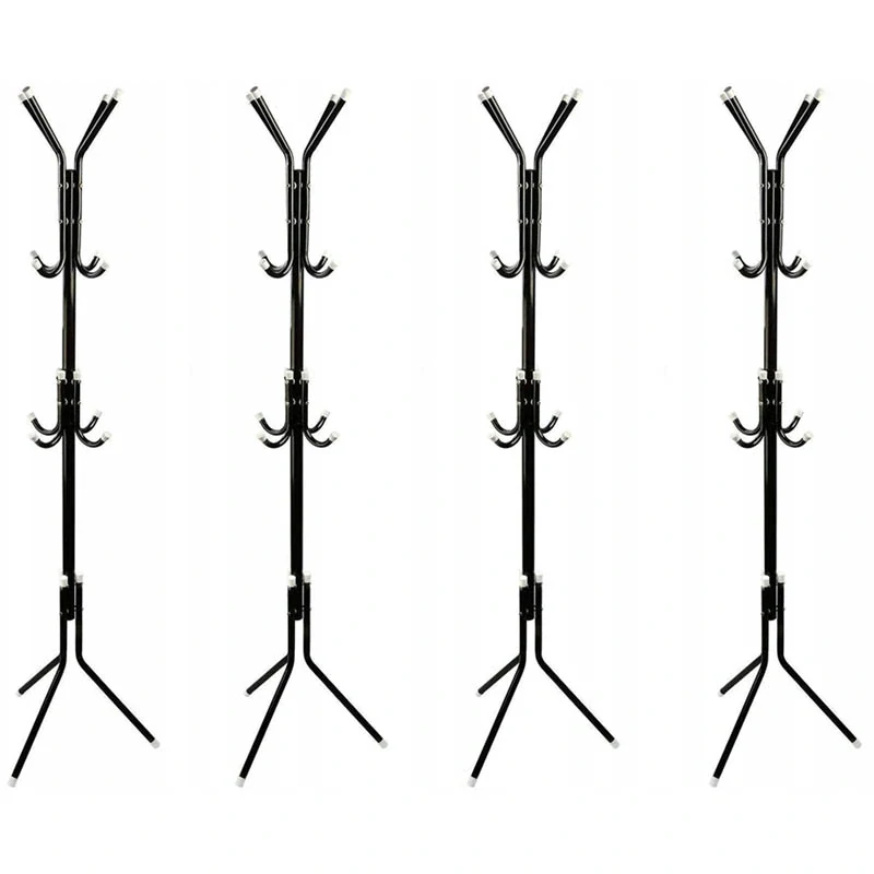 Stojanový vešiak na oblečenie – kovový čierny 174 cm