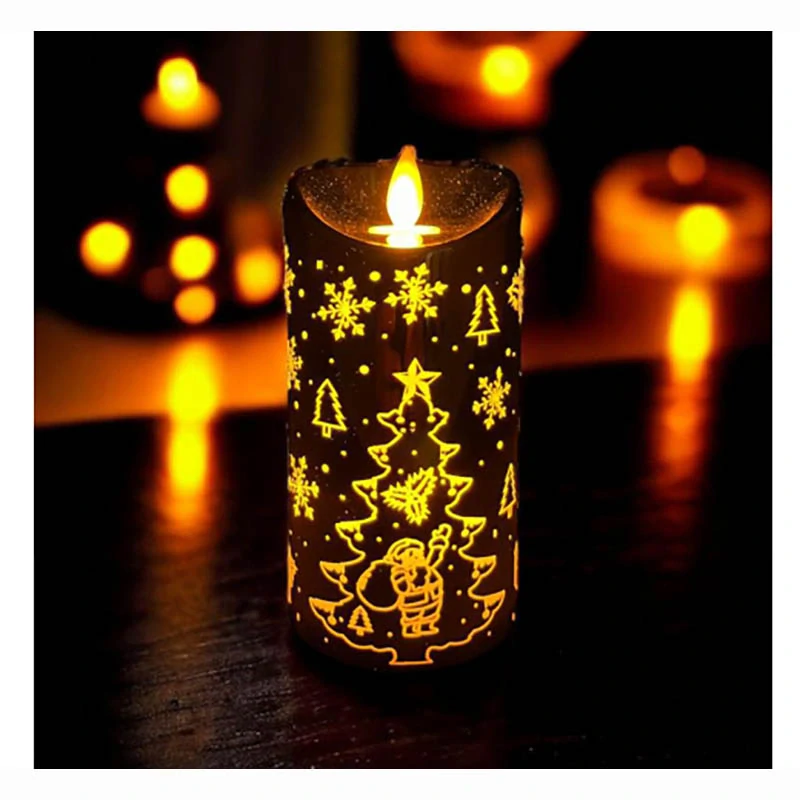 LED Vianočná sviečka s motívom Vianoc (3 farby, 12 cm)