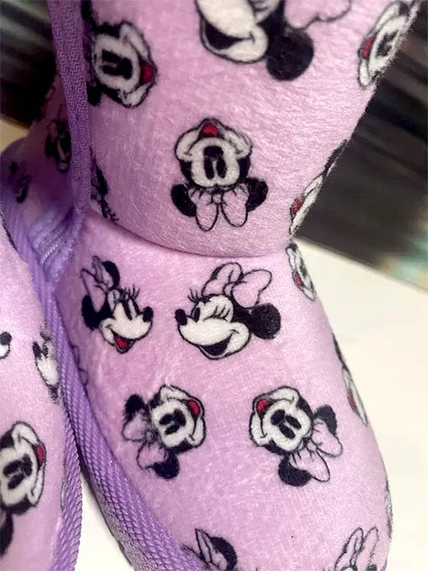 Minnie - Detské topánky s kožušinkou ružové