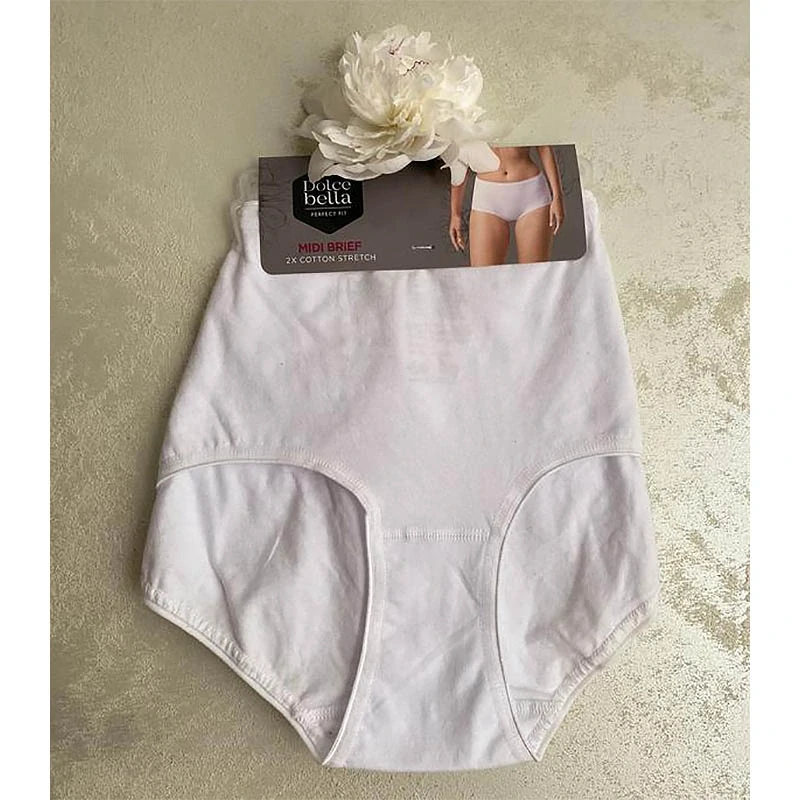 Dámske nohavičky Dolce Bella Midi Brief S/36-38 biele – 2 balenie