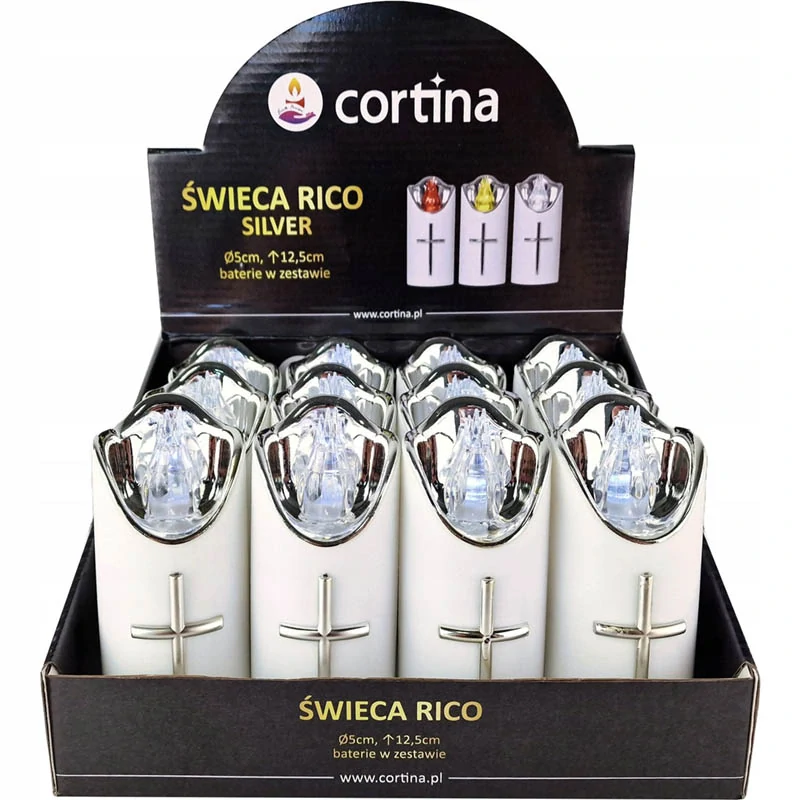 LED dekoratívna sviečka RICO 12,5 cm na batérie – studená biela
