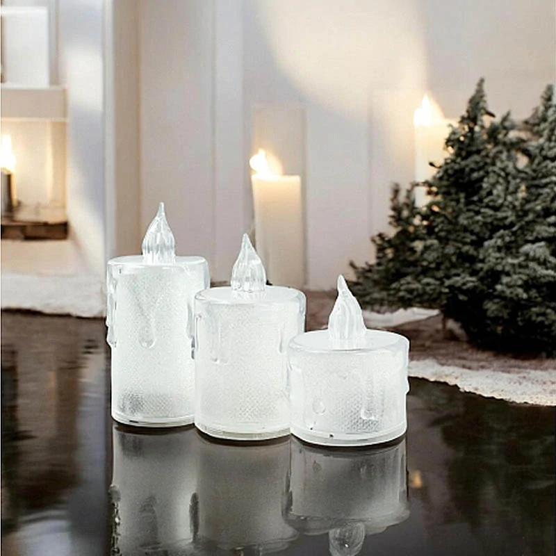 LED sviečky s trblietkami  (sada 3 ks)