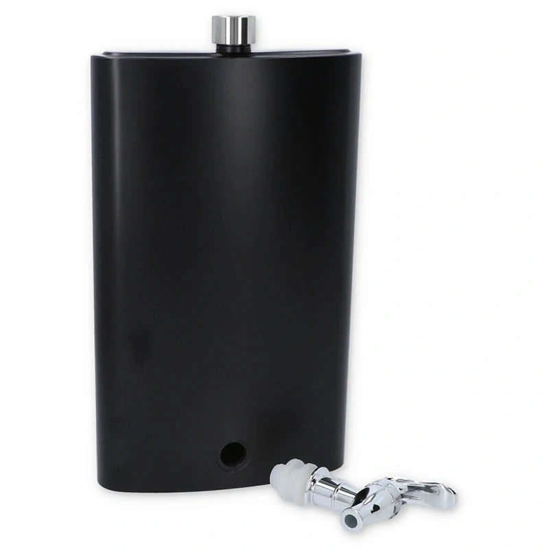 Nerezová ploskačka XXL 1920 ml s kohútikom čierna