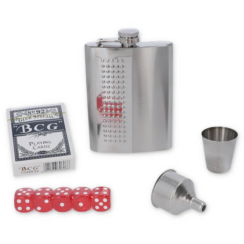 Ploskačka 240ml v darčekovej kazete Casino – šachy a karty