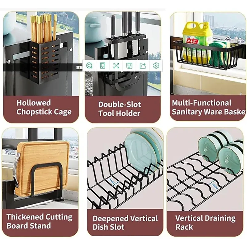 Multifunkčný sušič riadu nad drez 65 cm čierny