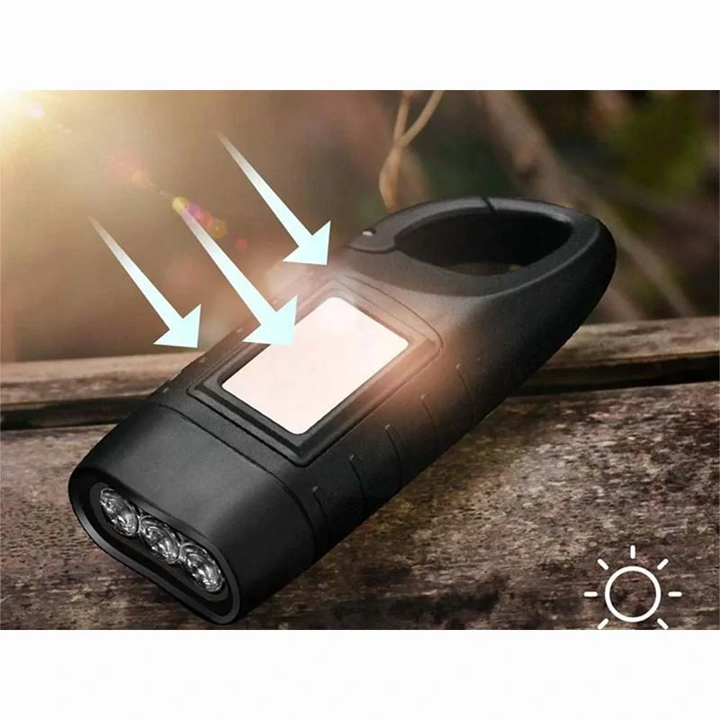 Solárna baterka 3LED s dynamom čierna