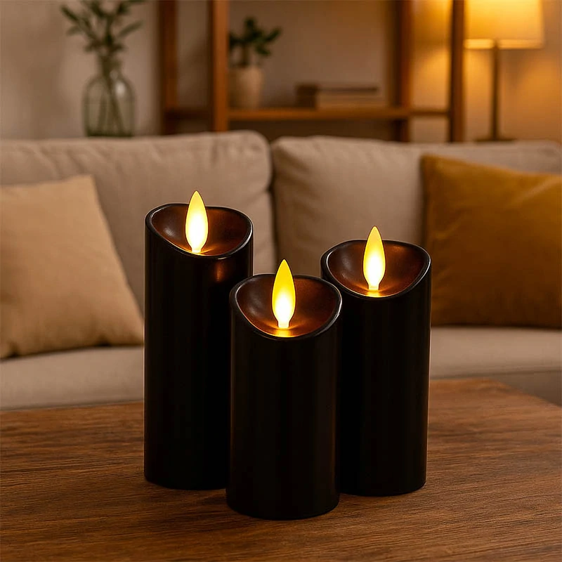 LED sviečka Cortina 12,5 cm čierna + batérie zdarma