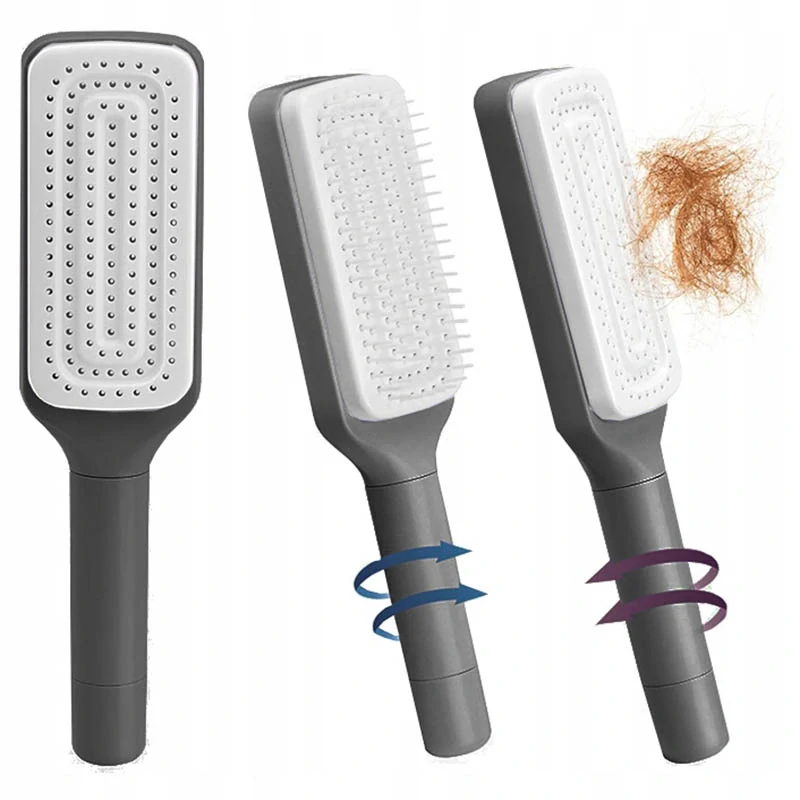 Samočistiaca kefa na vlasy proti elektrizovaniu tmavosivá