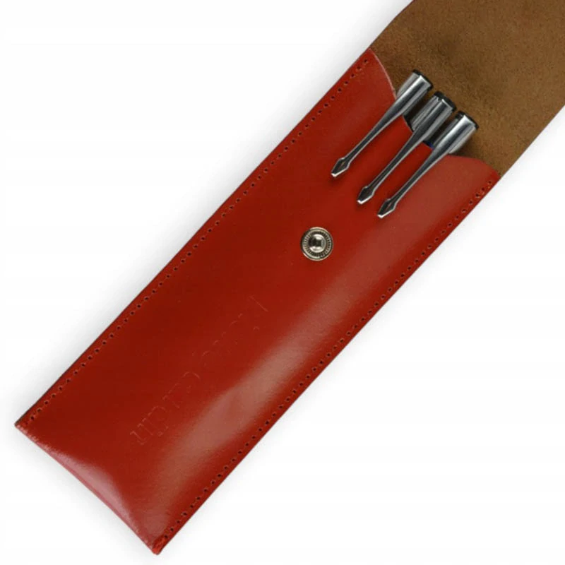 Kožené puzdro na 3 perá Pierre Cardin červené s gravírovaním