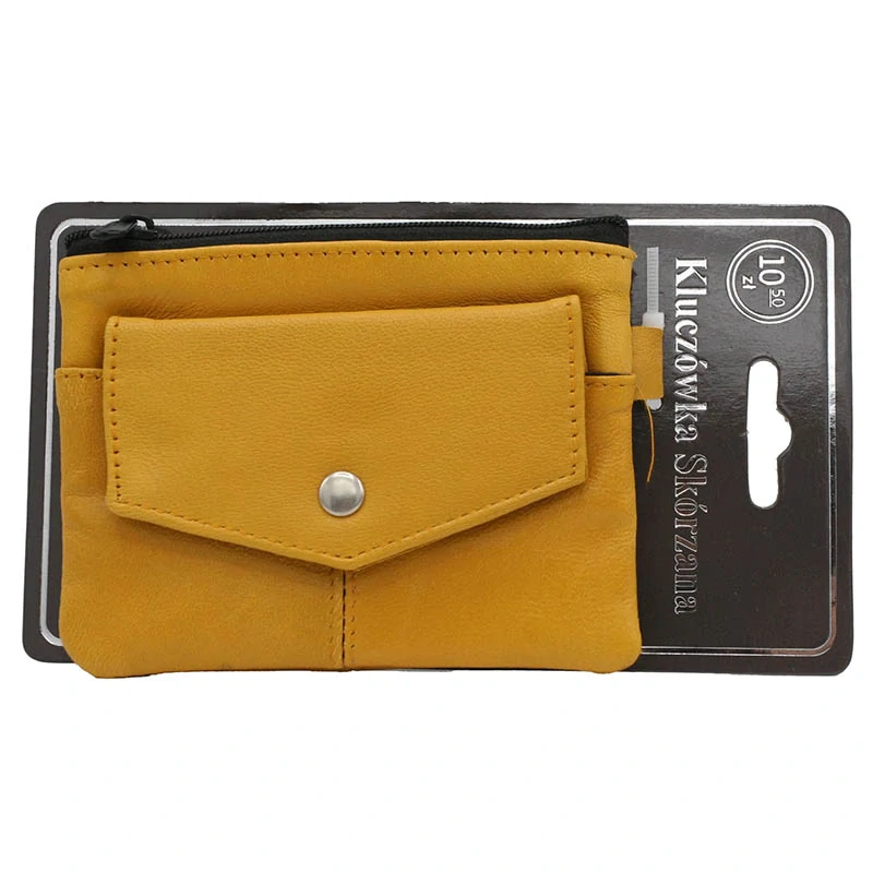 Kožené puzdro na kľúče 2v1 – žlté s gravírovaním