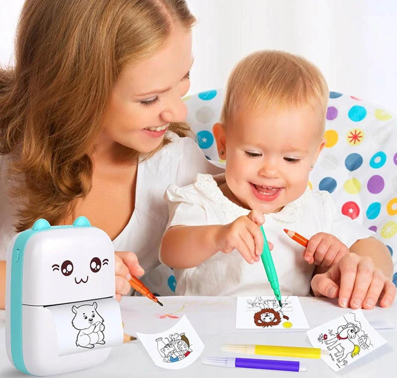 Mini termálna tlačiareň bezdrôtová modrá