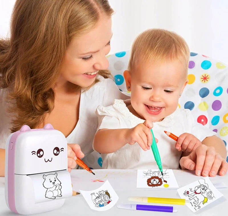 Mini termálna tlačiareň bezdrôtová ružová