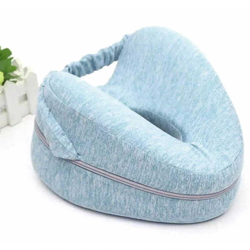 Ortopedický vankúš medzi kolená z pamäťovej peny modrý